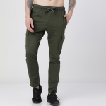 Men Olive Green Solid Slim-Fit Track Pants