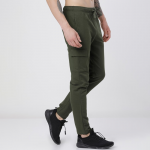 Men Olive Green Solid Slim-Fit Track Pants