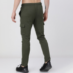 Men Olive Green Solid Slim-Fit Track Pants