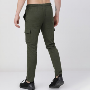 Men Olive Green Solid Slim-Fit Track Pants